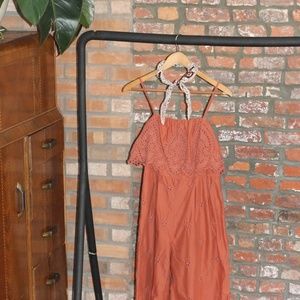 American Eagle Pink Eyelet Jumpsuit